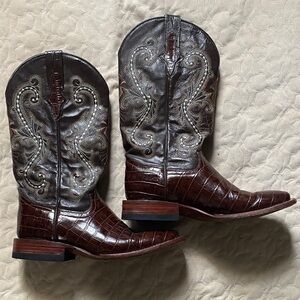 Ferrini Exotic Embossed Western Boots | Brown Leather | Cowboy Boots | Size 8
